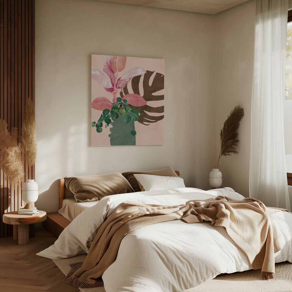 Blätter Mehr 6 Rosa | Leinwand