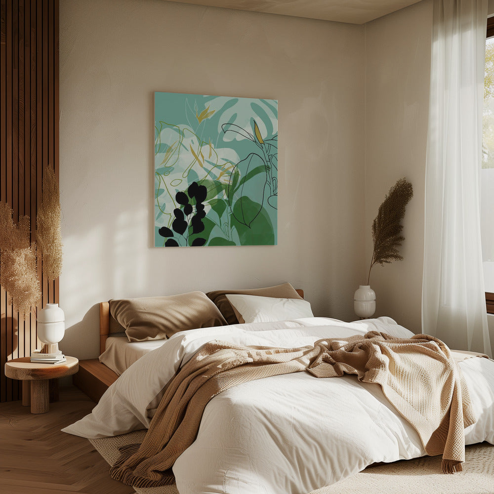 Blätter Linie Boho2 | Leinwand