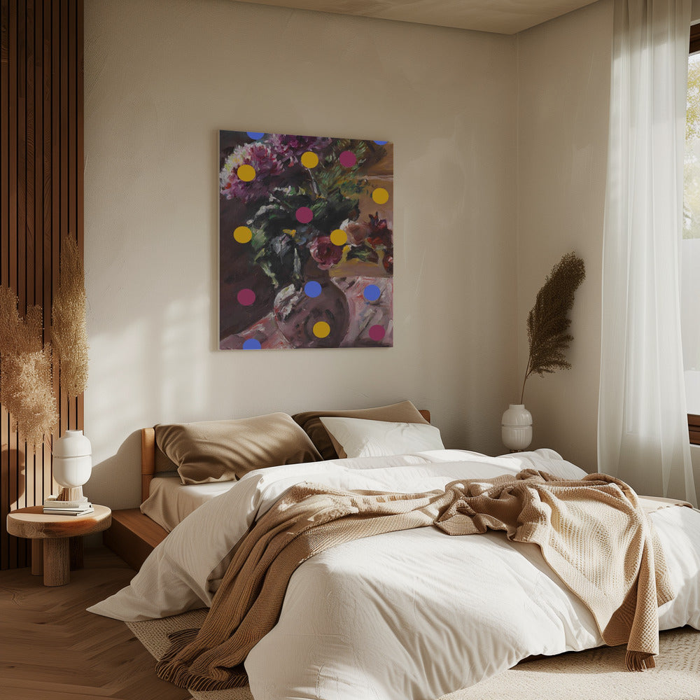 Classic Vase of Flowers And Dots | Canvas