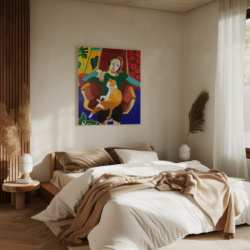 The Girl And The Cat | Canvas