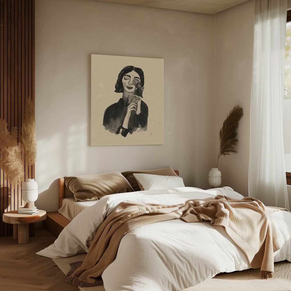Mädchen mit Blume | Leinwand