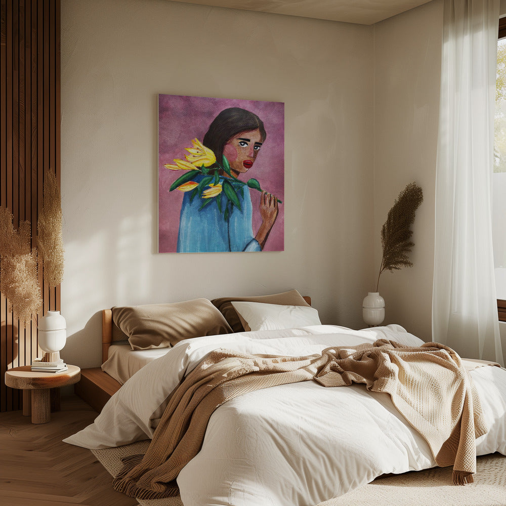Woman With Lily | Canvas