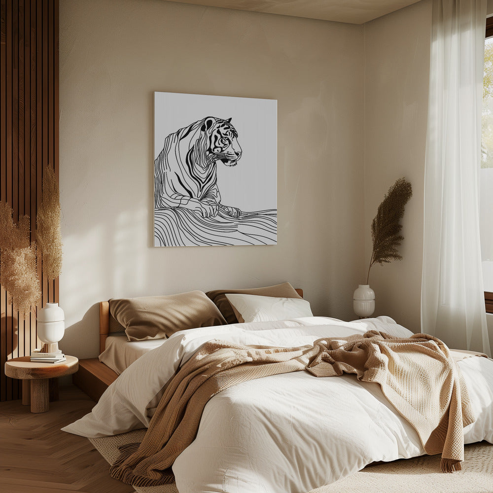 Linienkunst Tiger | Leinwand