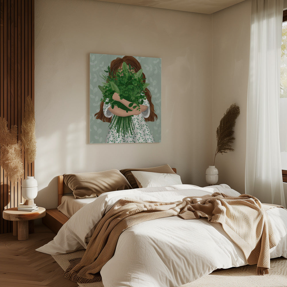 Mädchen mit Blumenstrauß | Leinwand