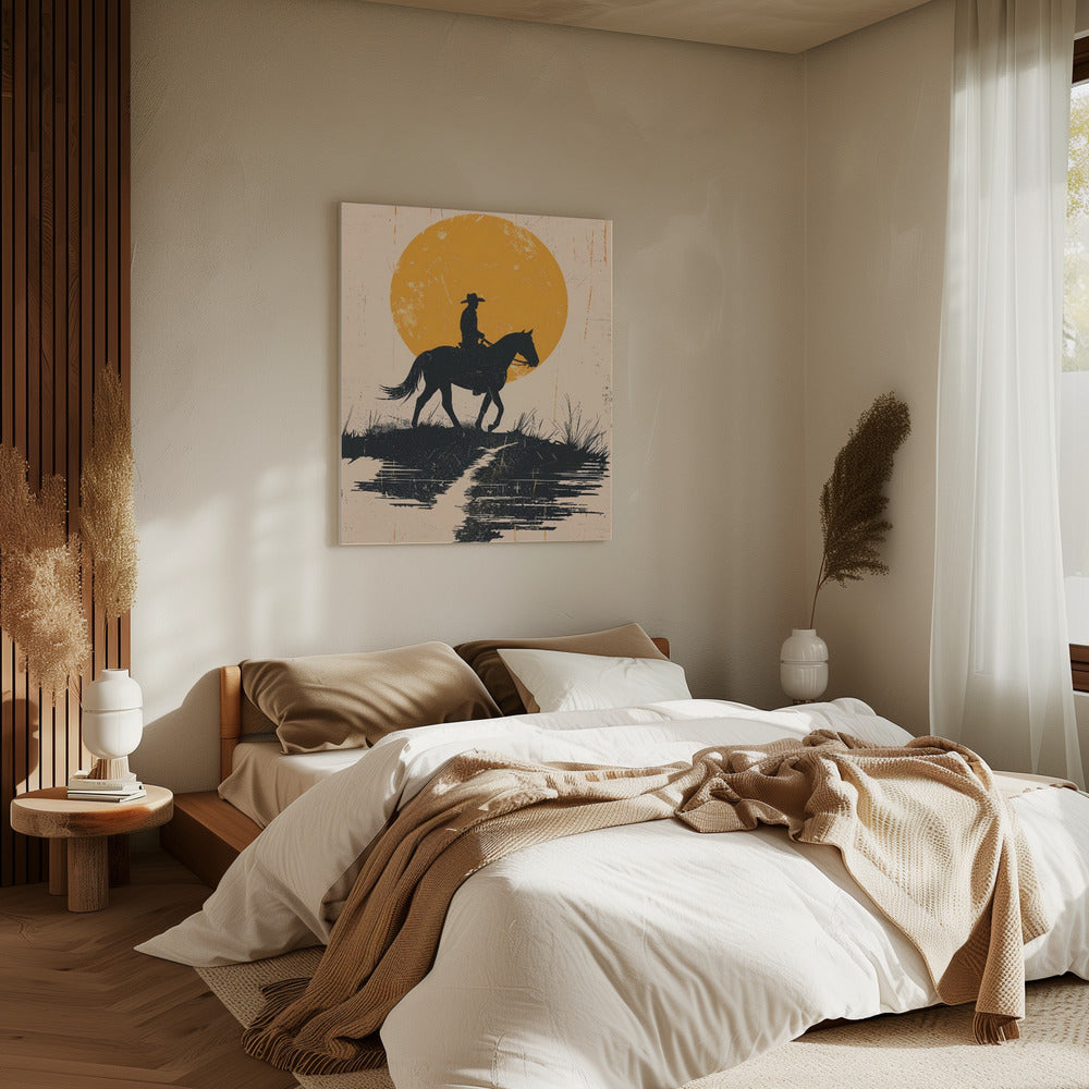 Cowboy im Sonnenuntergang | Leinwand