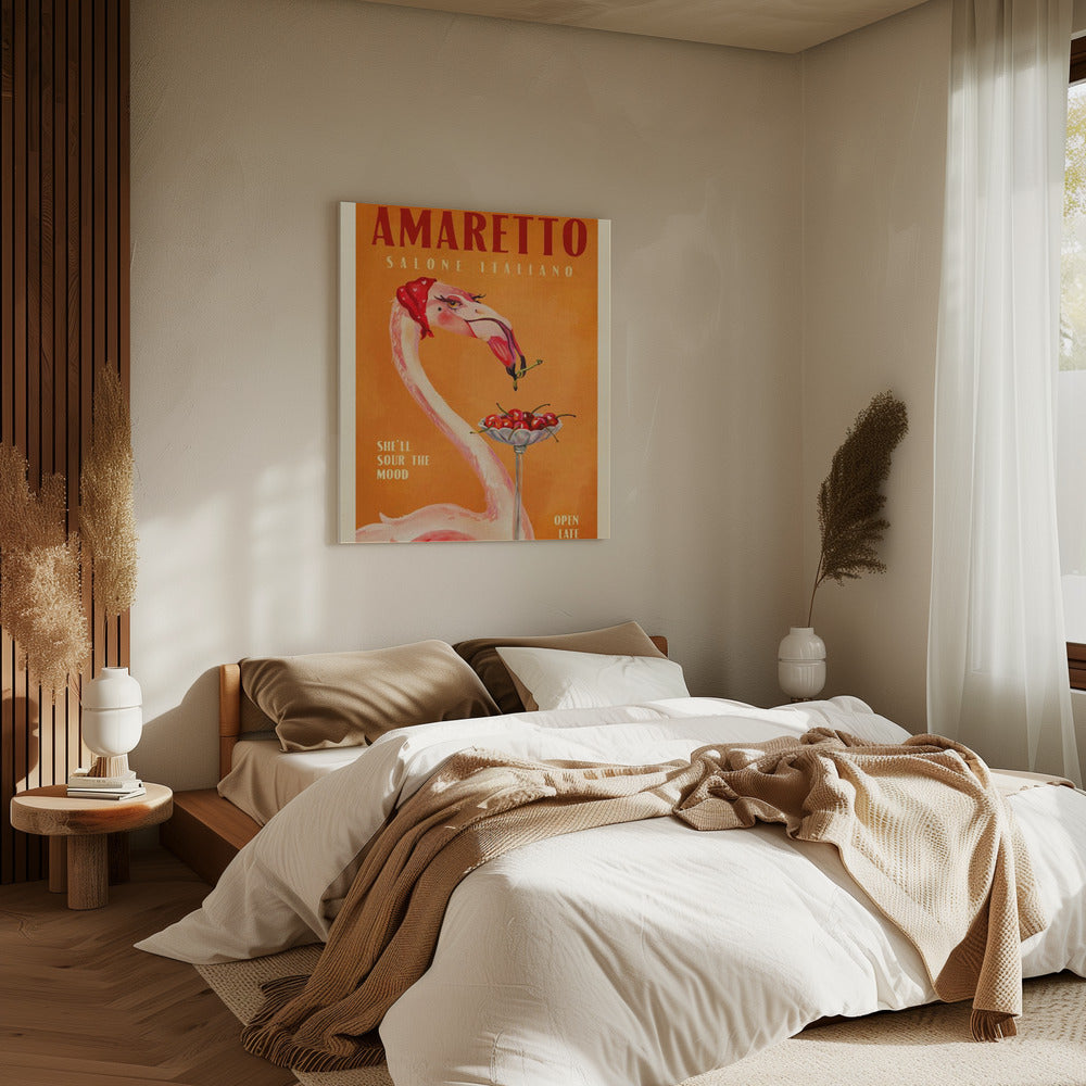 Amaretto Flamingo Art Deco Italienisches Café Reisekunst | Leinwand