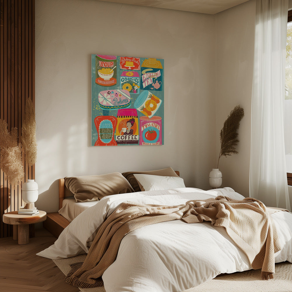 Bunte Speisekammer Türkis | Leinwand