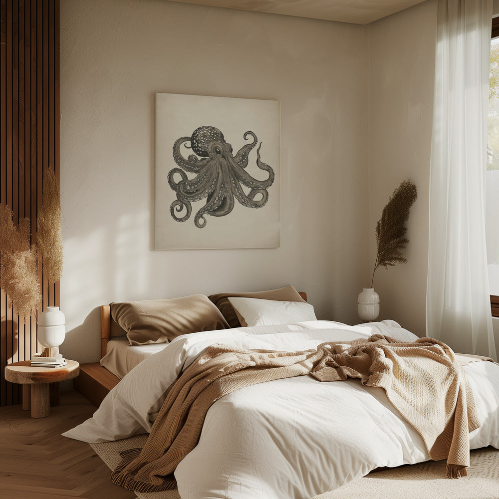 Oktopus Vintage handbemalt | Leinwand