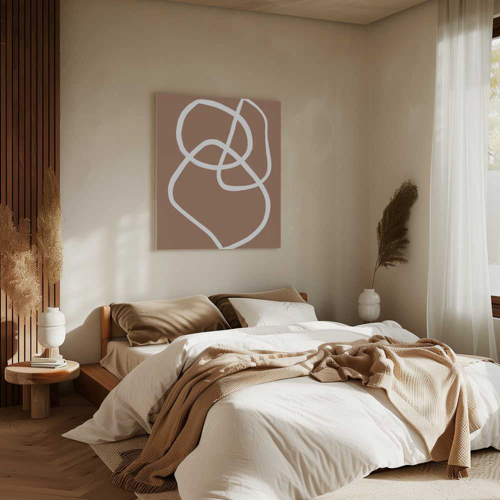 Abstrakte Linien Mokka | Leinwand