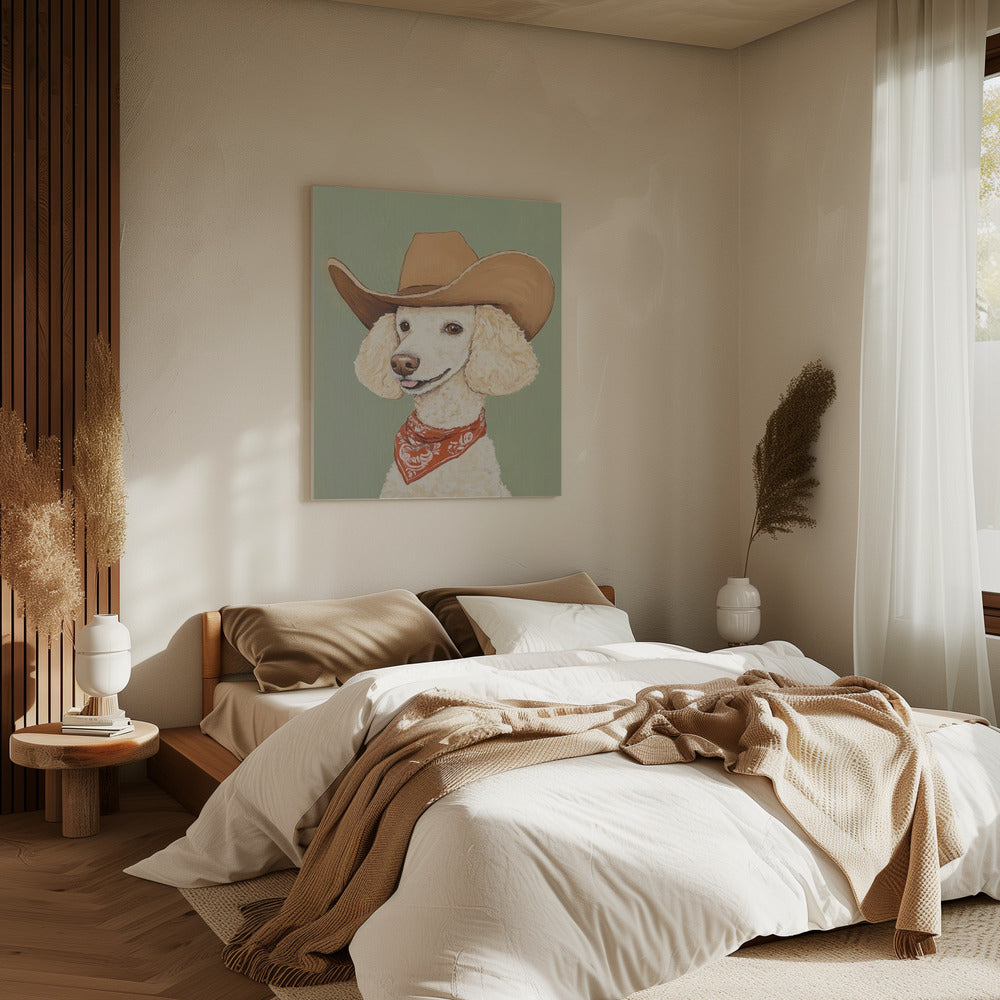 Cowboy Pudel Hund | Leinwand