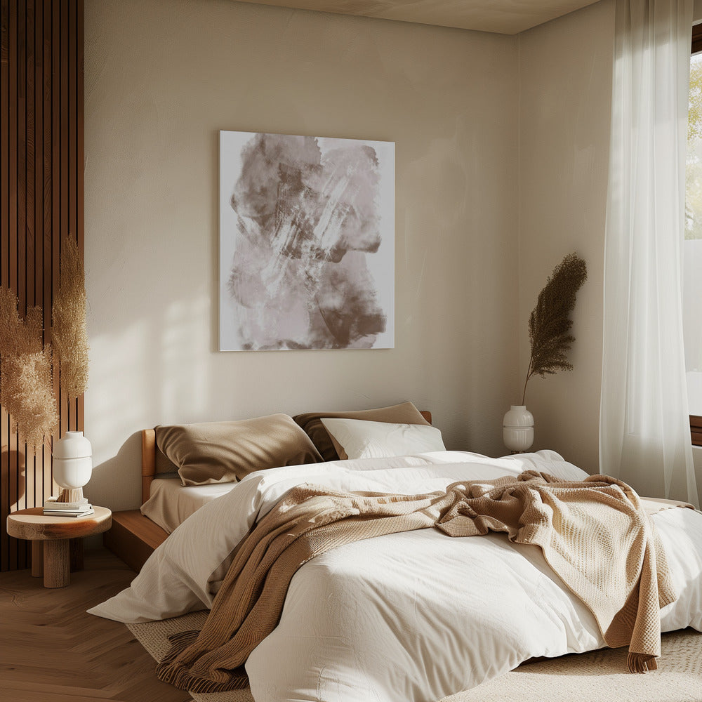 Abstraktes Kunstwerk mit sanften Beige- und Brauntönen | Leinwand