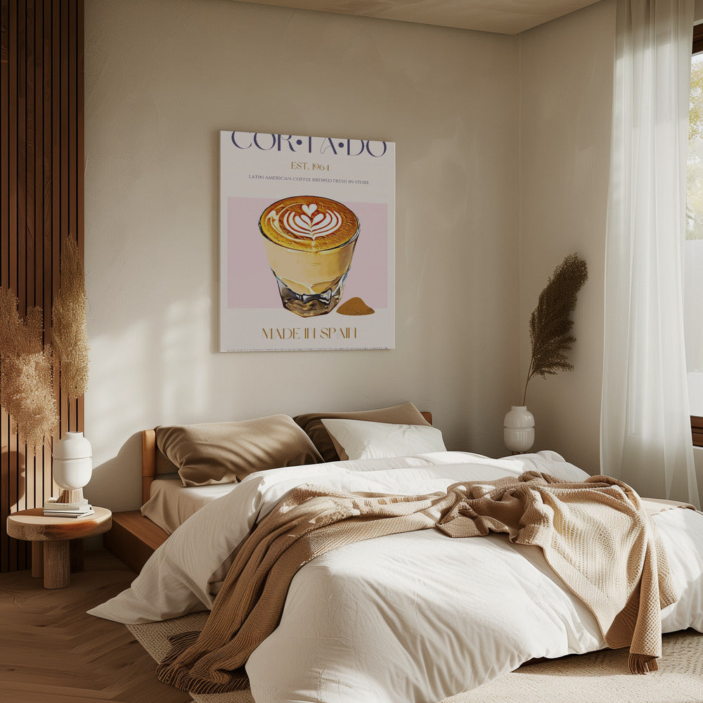 Cortado Kaffee Illustration mit Latte Art | Leinwand