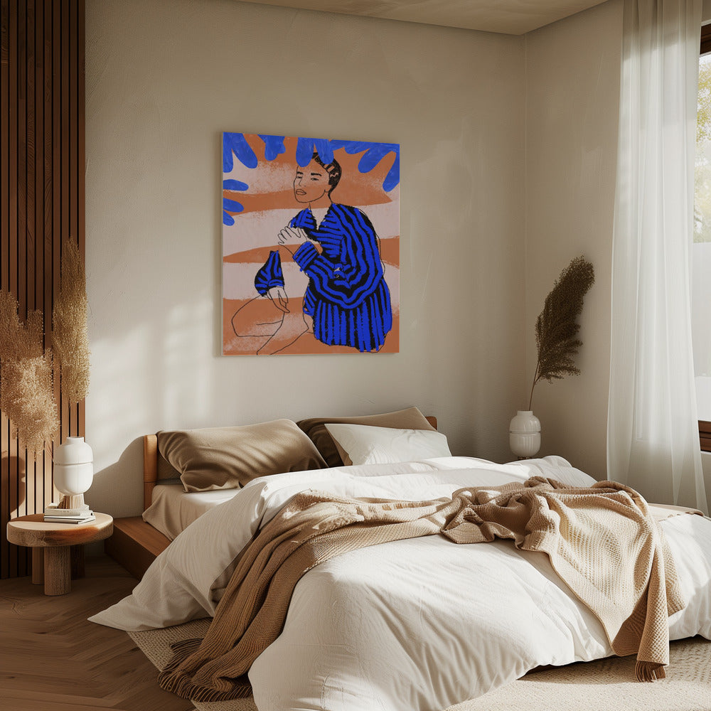 Blau gestreifte Träume | Leinwand