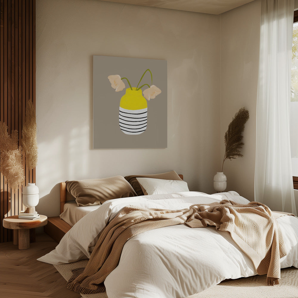 Gestreifte Vase Blüten | Leinwand