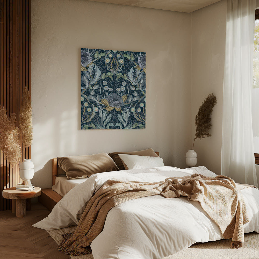 Floral Heritage Morris Moonshine Blaues Muster | Leinwand