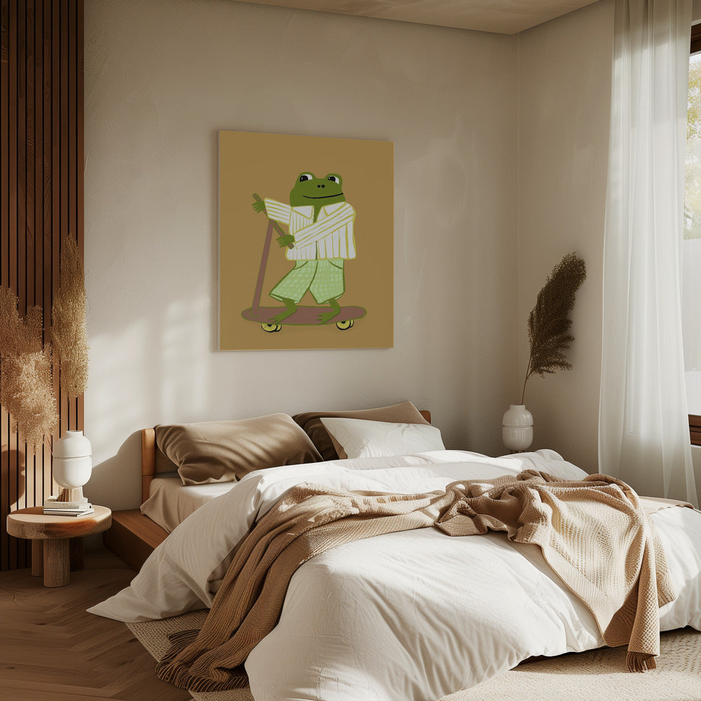 Frog on scooter | Canvas