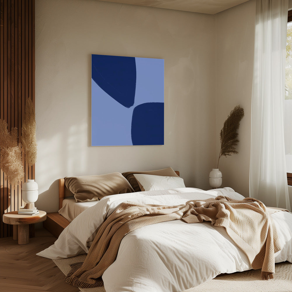 Blaue Blütenblattformen | Leinwand