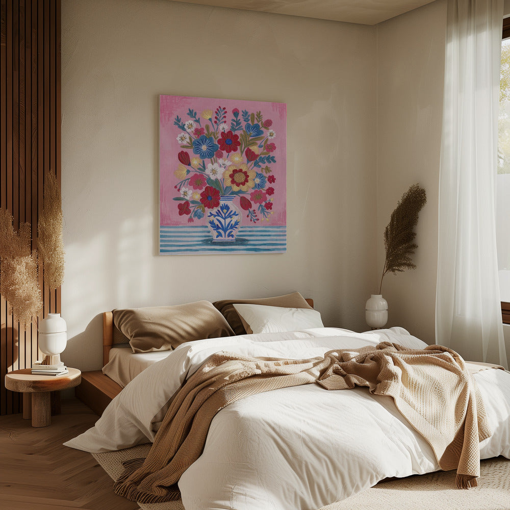 Vase Üppiges Blumenstillleben | Leinwand
