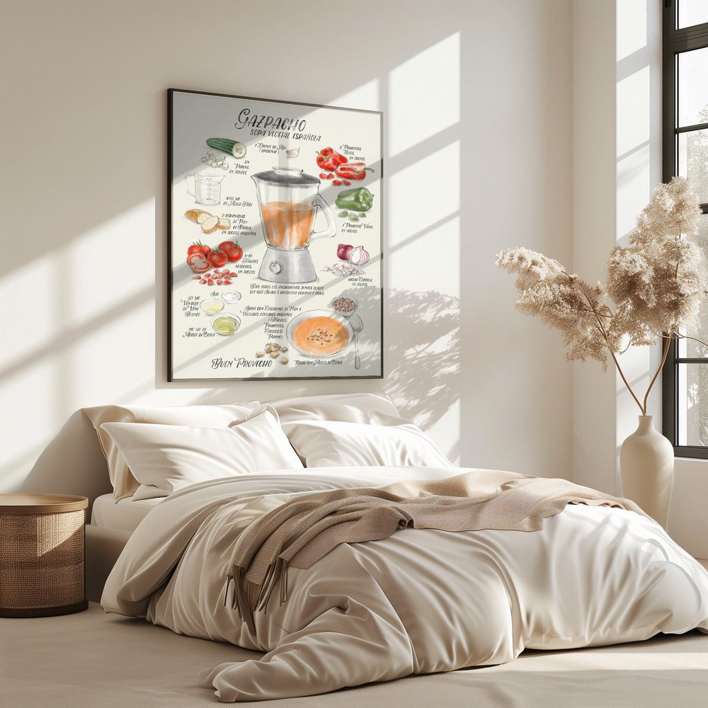 Illustriertes Gazpacho-Rezept auf Spanisch | Poster