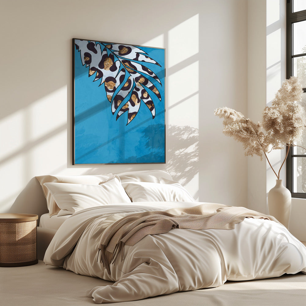 Blue leopard print animal leaf | Poster