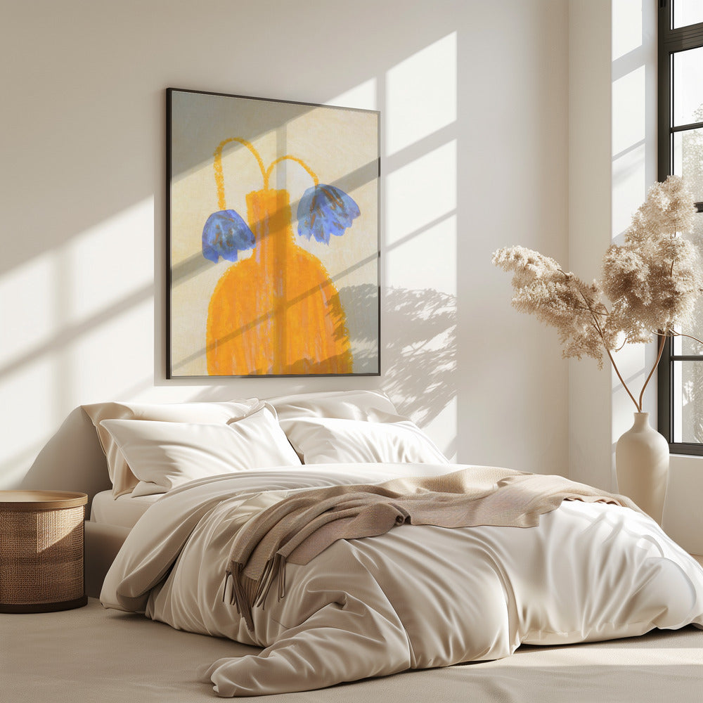 Stillleben mit einer Vase und zwei Blumen | Poster