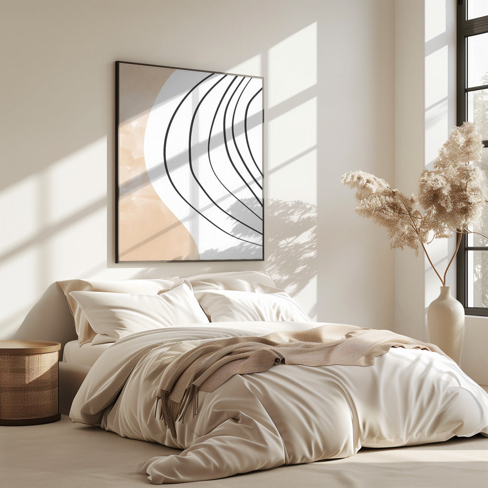 Beige-Schwarze Strichzeichnung | Poster