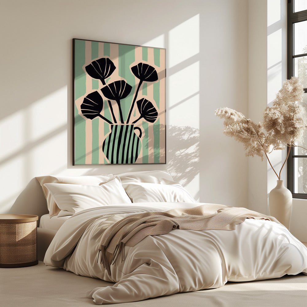 Gestreifte Blütenvase | Poster