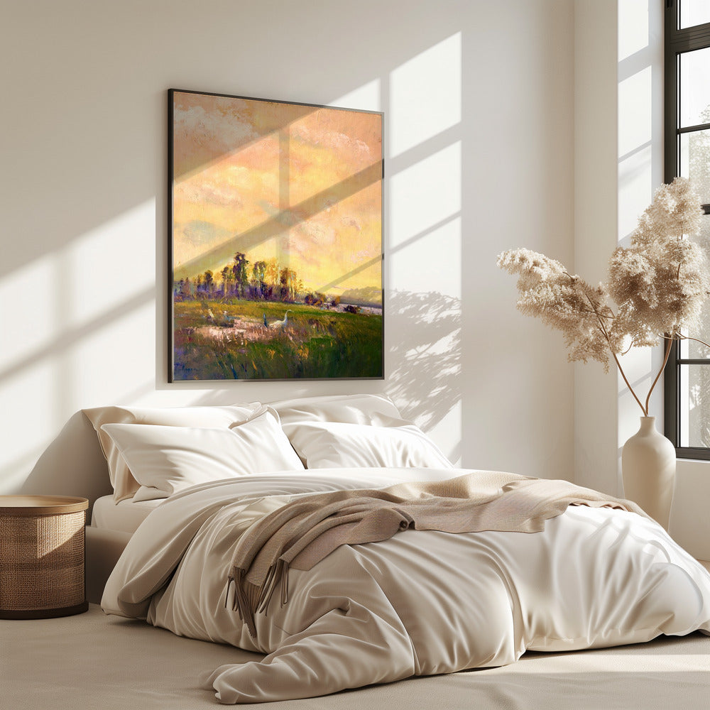 Sonnenbeschienene Wiesenlandschaft | Poster