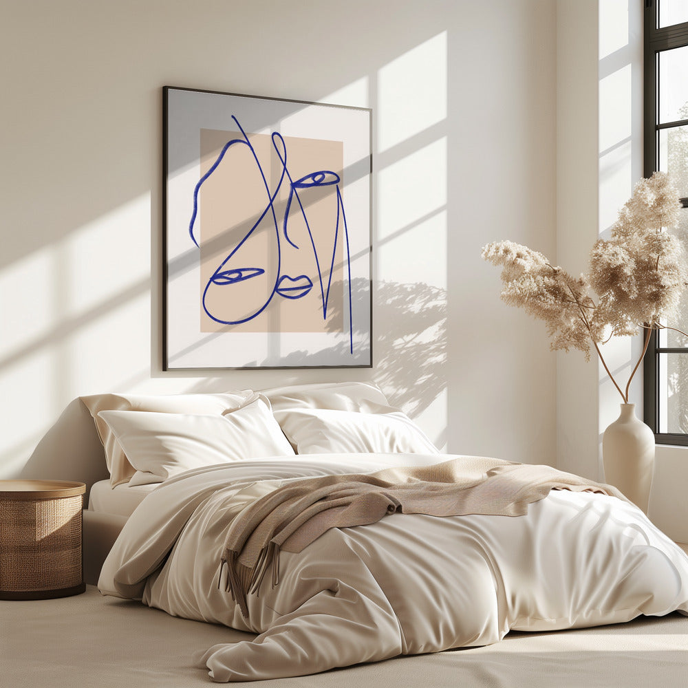 Abstrakte blaue Linienkunst | Poster