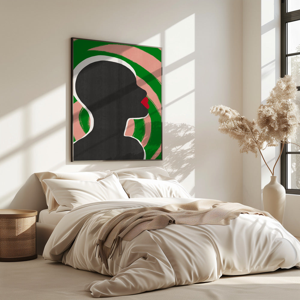 Anonymes Porträt in grüner Spirale | Poster