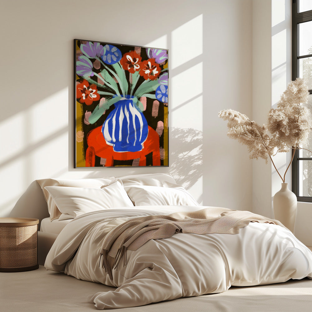 Vase mit fröhlichen Blüten | Poster