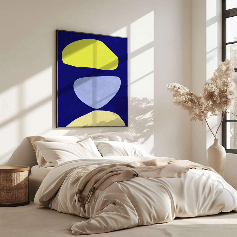 Abstrakte Formen Blau und Gelb | Poster