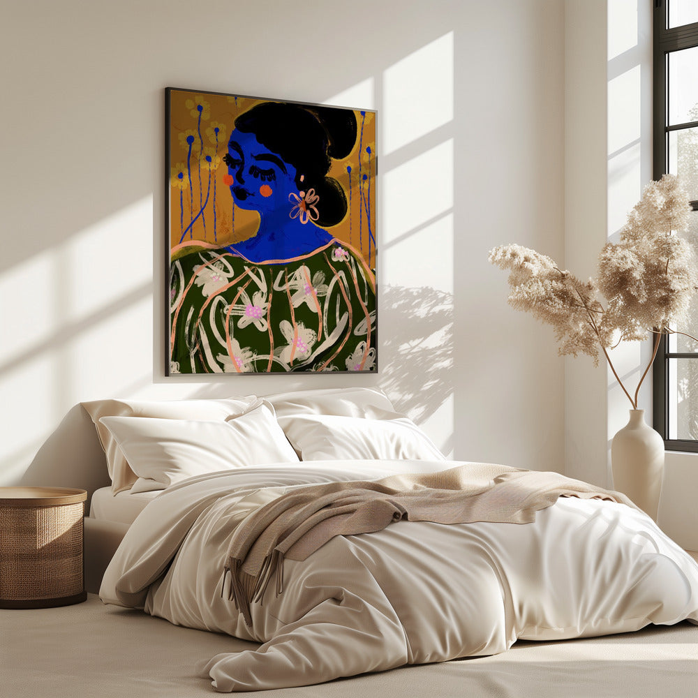 Blaue Blütenmuse | Poster