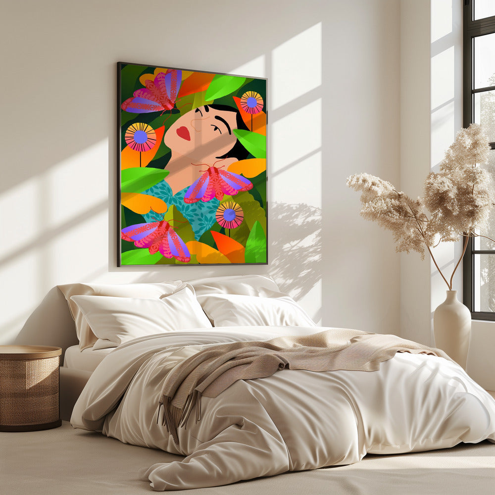 Mädchen mit ihren Pflanzen | Poster