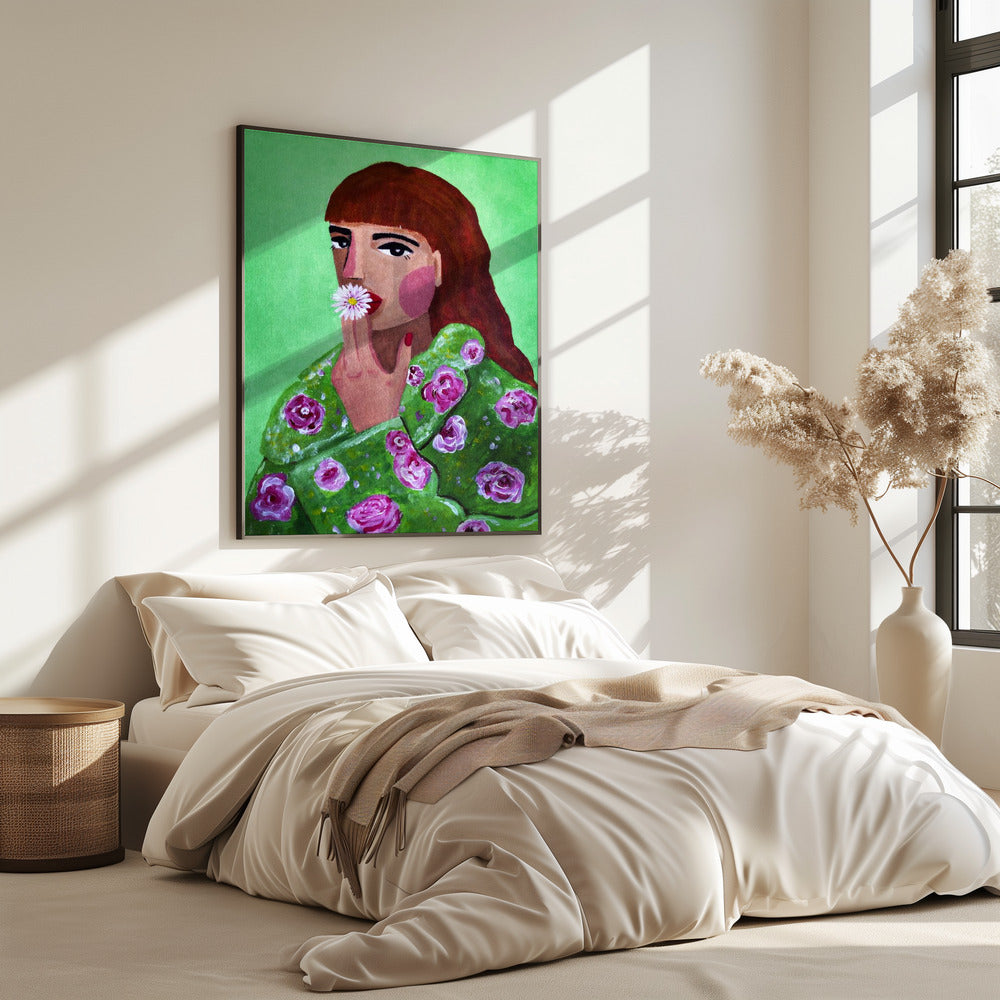 Frau raucht eine Blume | Poster