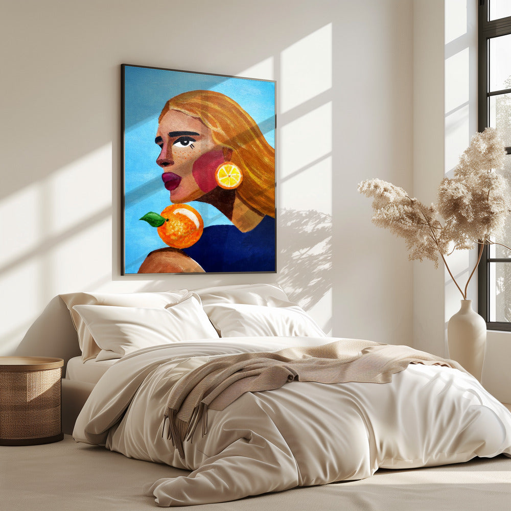 Frau mit Orange | Poster