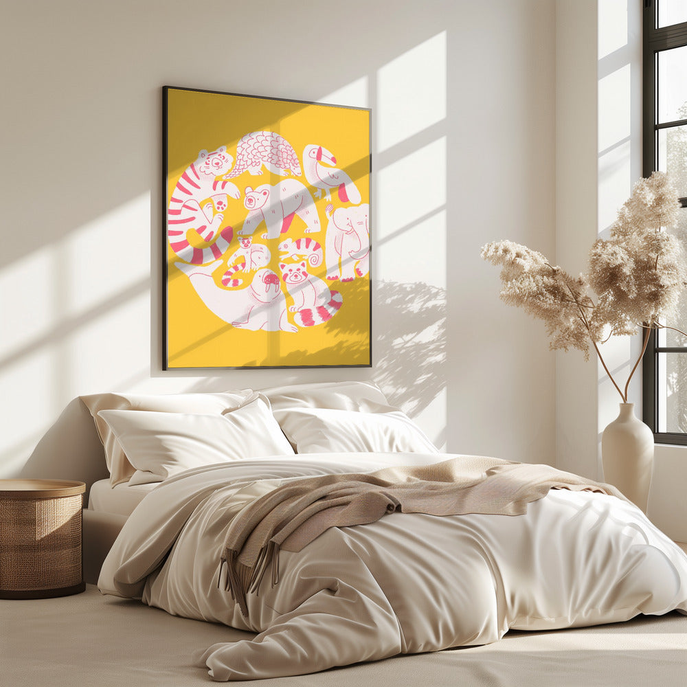 Gelbe Tiercollage | Poster