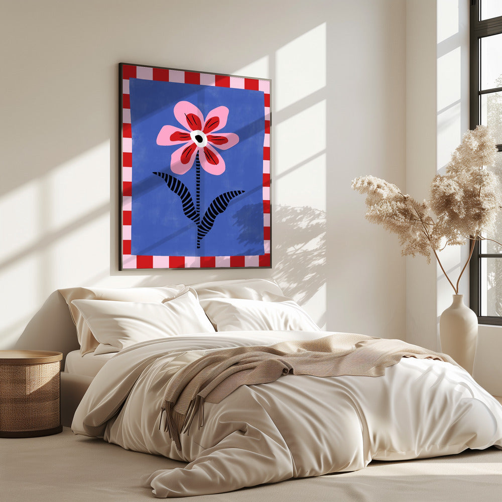 Flower with Pink Petals and Striped Leaves | Poster