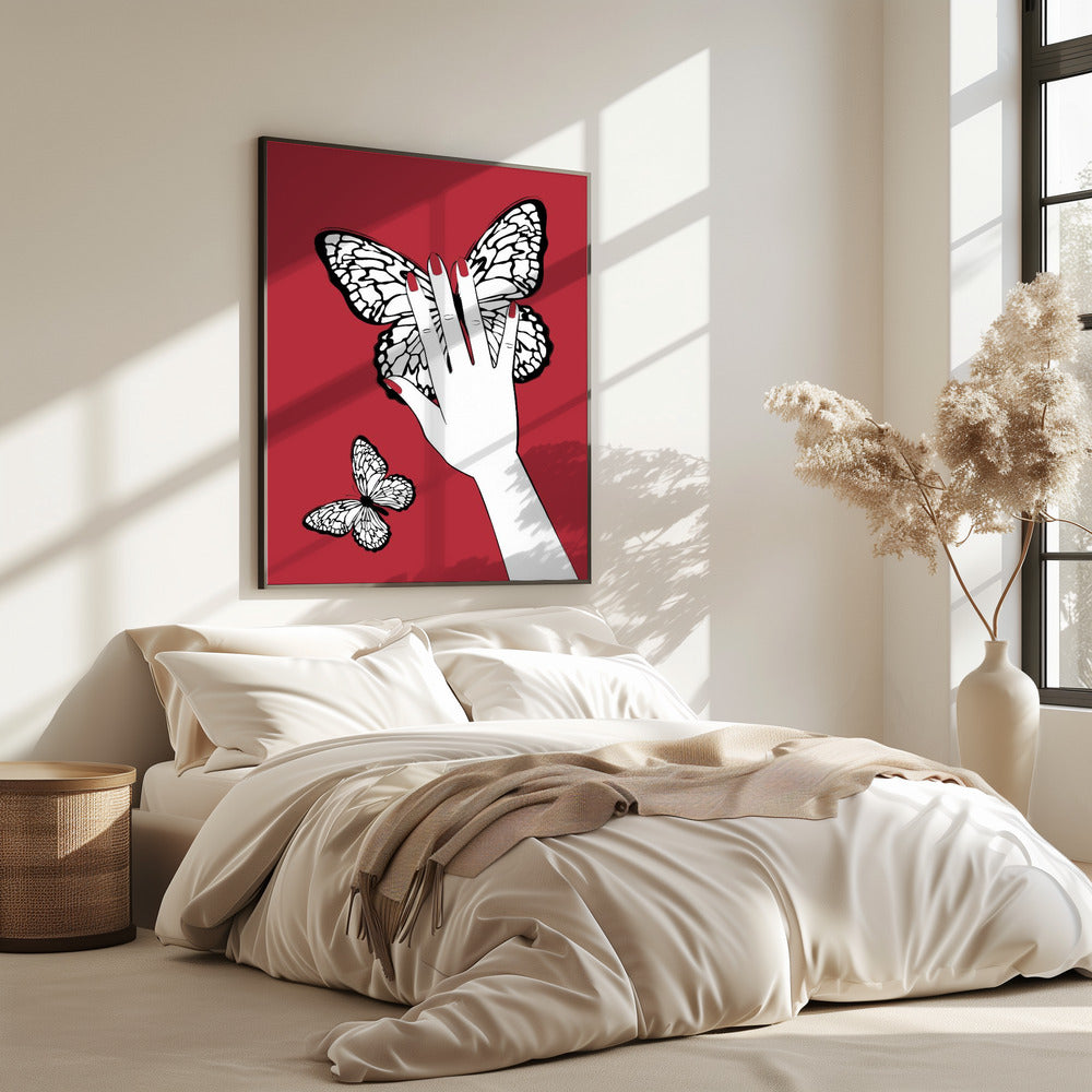 Hält einen Schmetterling | Poster