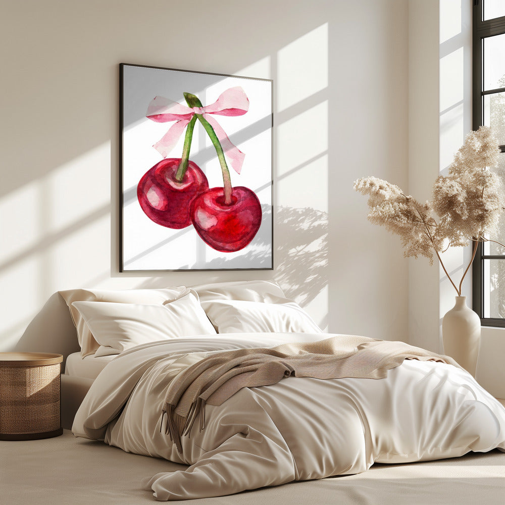 Rote Kirschrosa Schleife | Poster