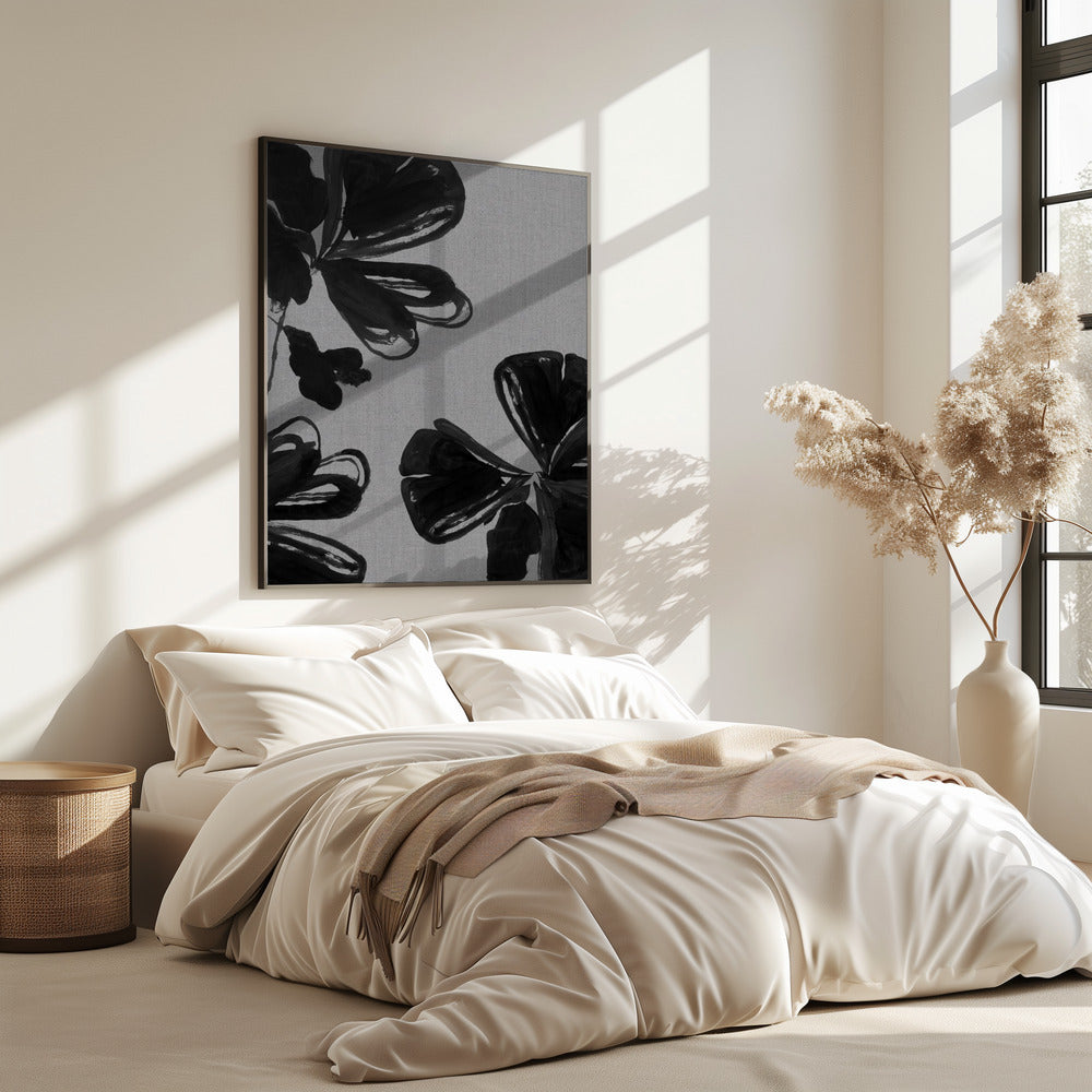 Schwarzes Blumenmuster 4 | Poster