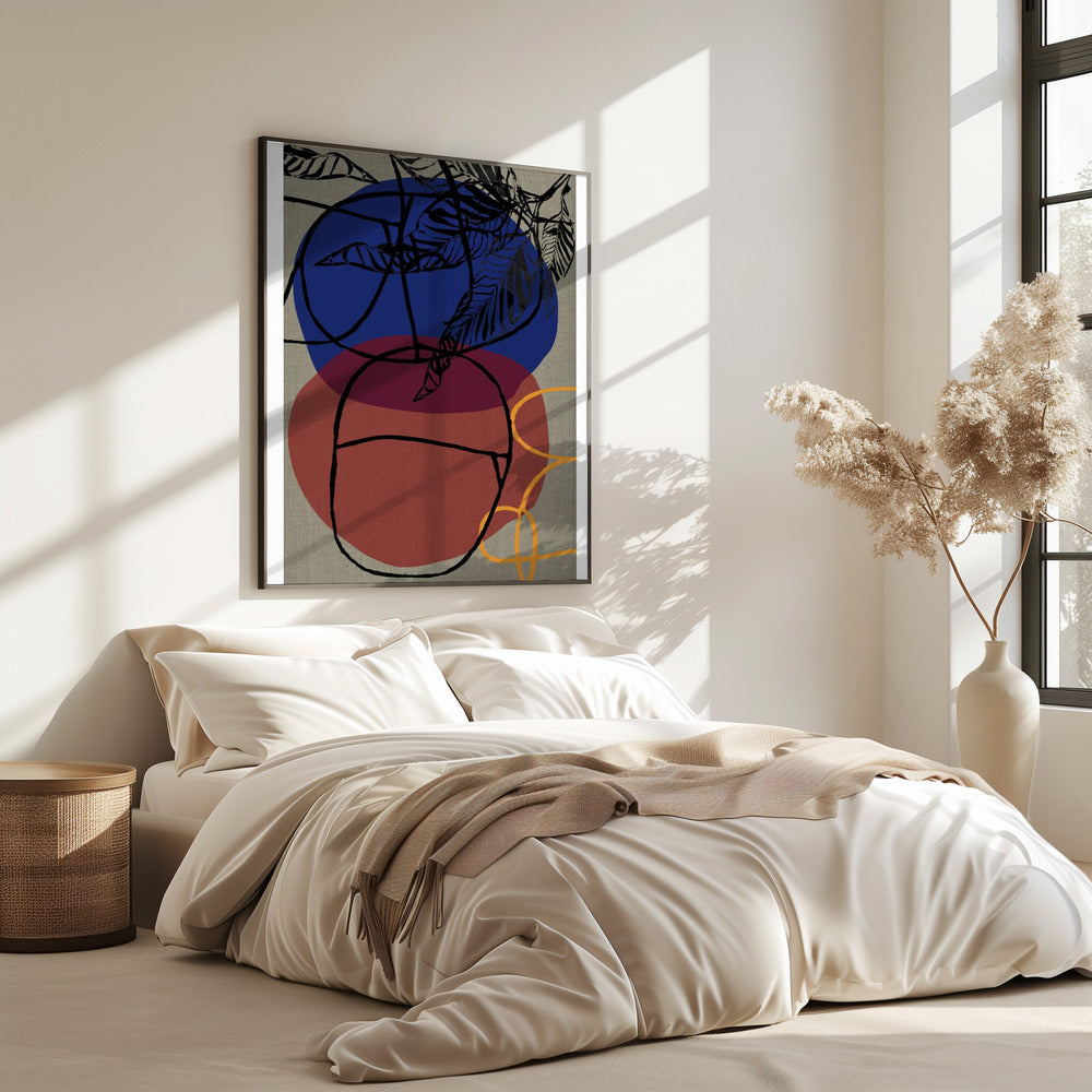 Holzschnitt Blatt Lila Blau Rot Abstrakt 3 Finale | Poster