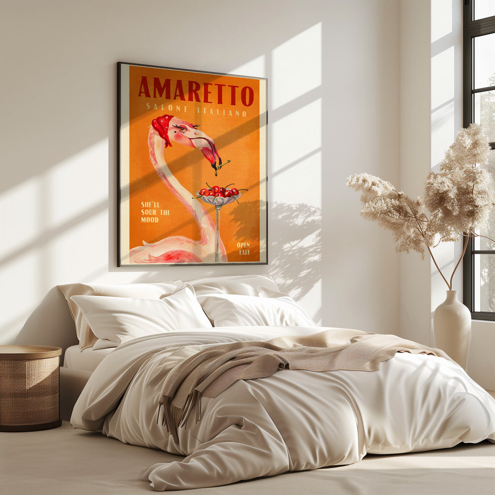 Amaretto Flamingo Art Deco Italienisches Café Reisekunst | Poster