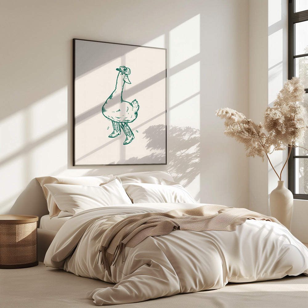 Ente in Westernstiefeln in Grün | Poster