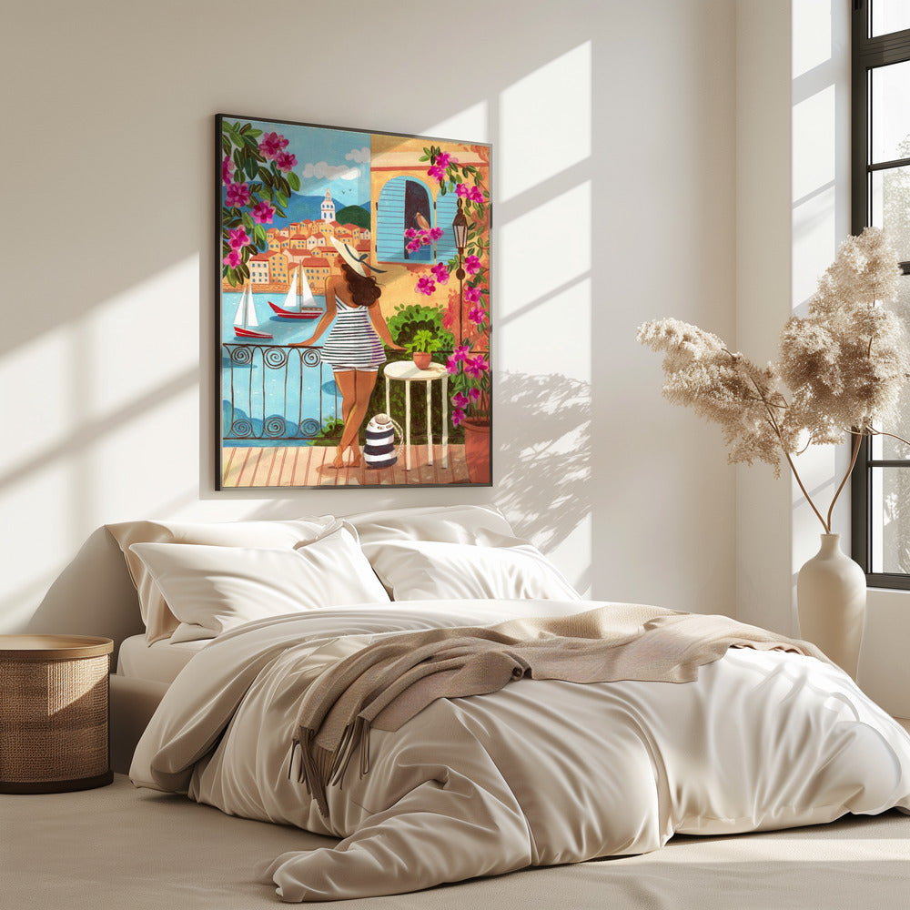 Reiseplakat Frau in Saint-Tropez, Frankreich | Poster