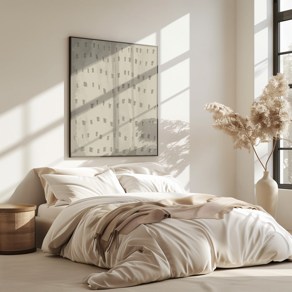 Sanfter Wellenrhythmus – Wabi-Sabi Muster in Beige | Poster