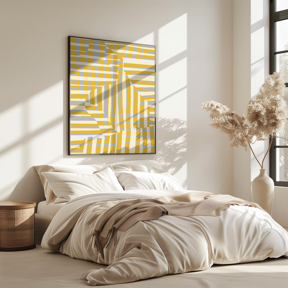 Gelbe Linie und Streifen mit grauer Variation | Poster