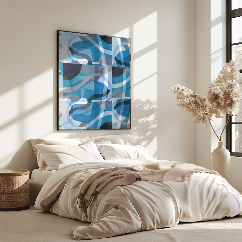 Abstrakte blaue und neutrale Kurvenformen 3 | Poster