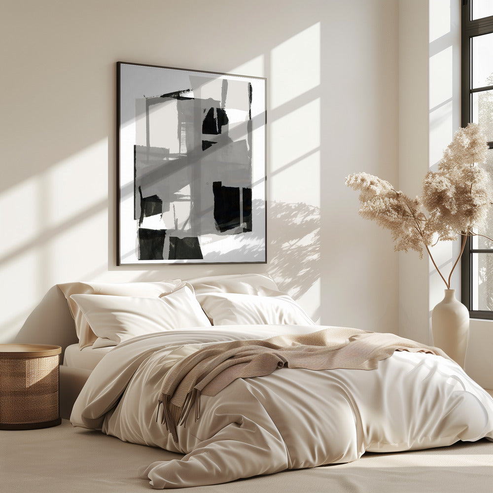 Abstrakte Komposition in Schwarzweiß Nr. 5 | Poster