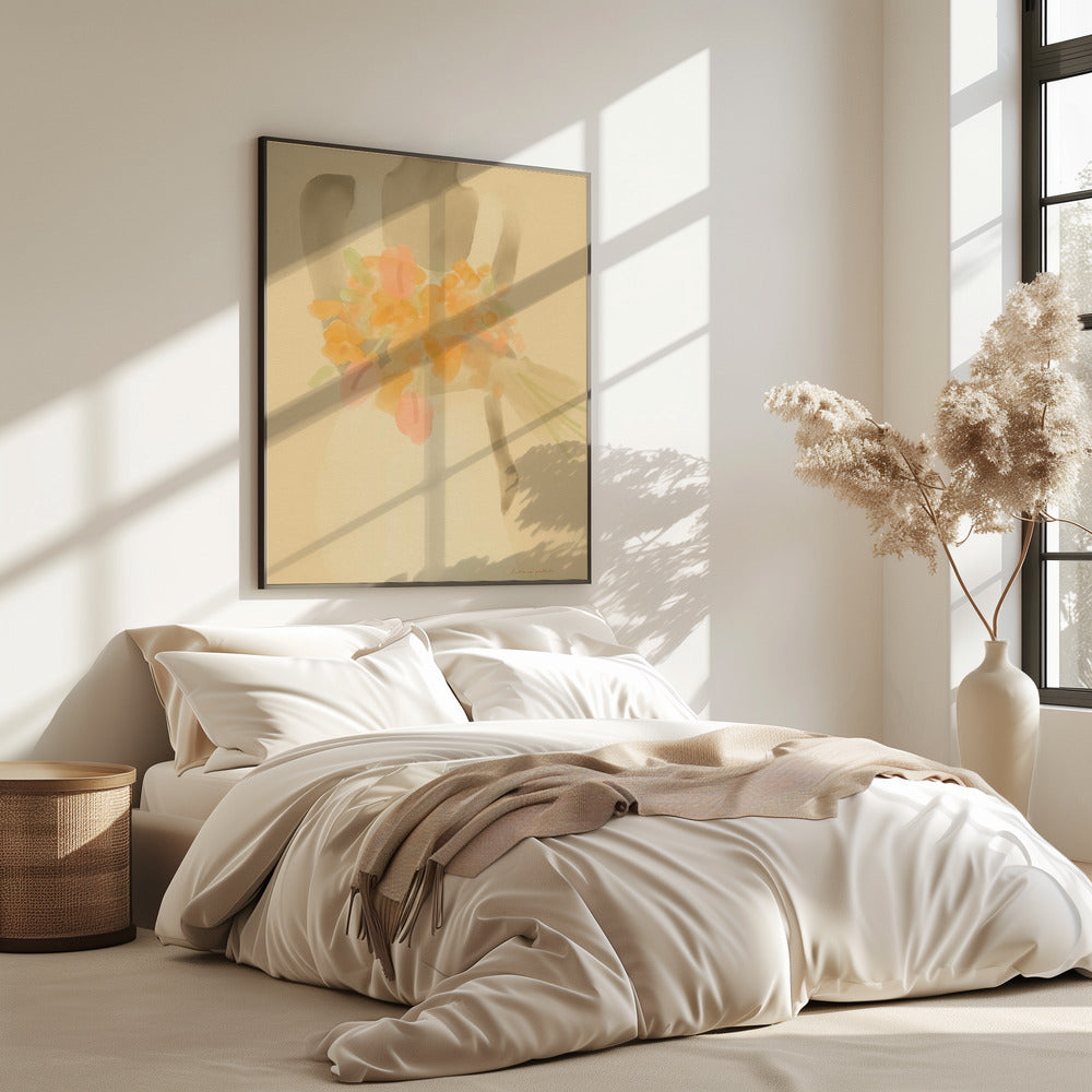 Mädchen mit orangefarbenen Blumen | Poster